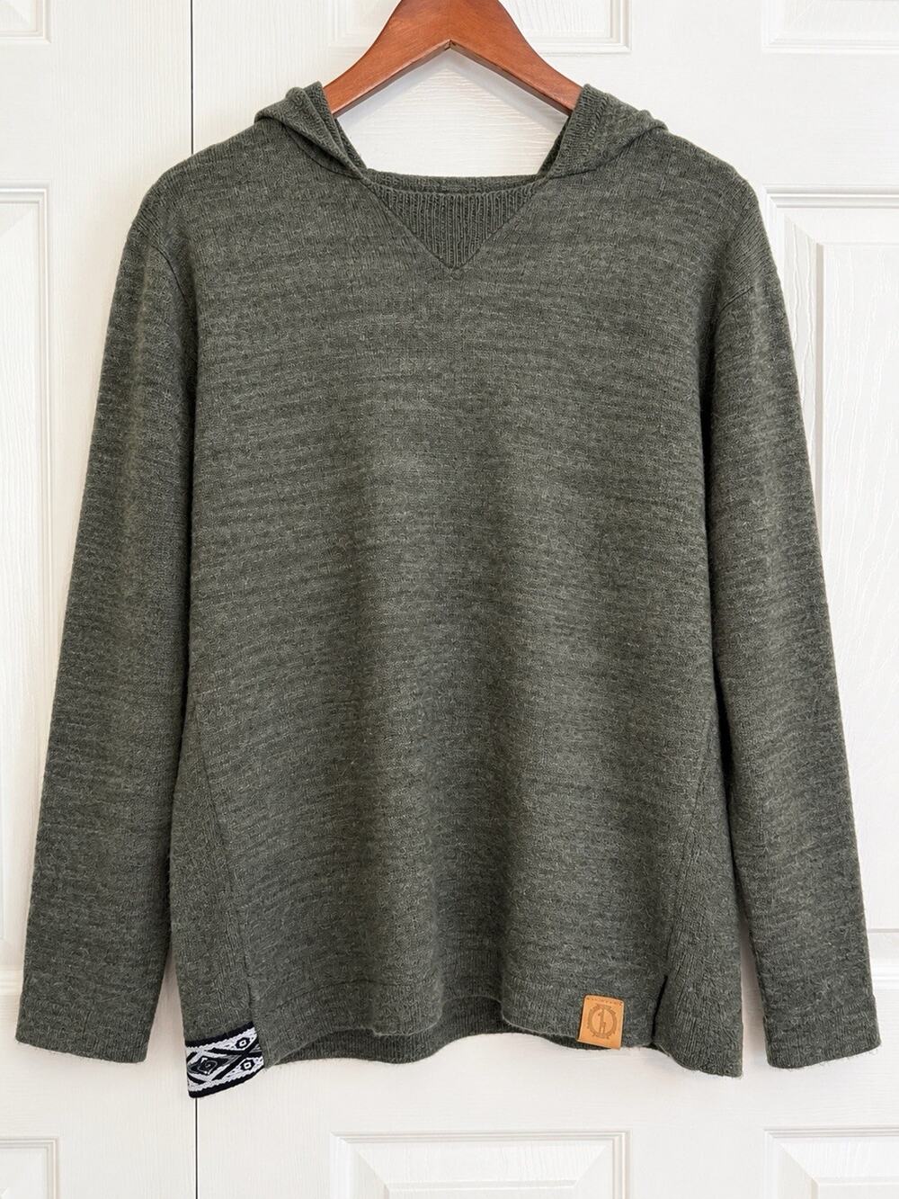 Paka Unisex The Hoodie Hooded Alpaca Blend Sweater Eucalyptus Green Small